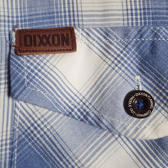 Dixxon Shirt Mens 3XL Blue White Plaid Paddle Out Bamboo Blend Short Sleeve - Picture 3 of 10